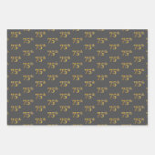 緑ファンシー、グレー、紫、フェイク金ゴールド75番目のイベント番号 ラッピングペーパーシート (正面2)