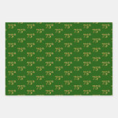 緑ファンシー、グレー、紫、フェイク金ゴールド75番目のイベント番号 ラッピングペーパーシート (正面)