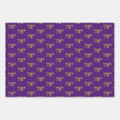 緑ファンシー、グレー、紫、フェイク金ゴールド78番目のイベント番号 ラッピングペーパーシート (正面3)