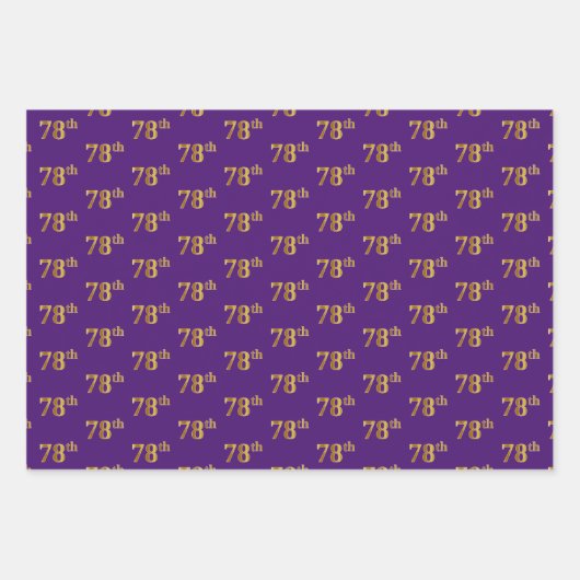 緑ファンシー、グレー、紫、フェイク金ゴールド78番目のイベント番号 ラッピングペーパーシート (正面3)
