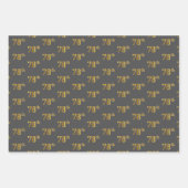 緑ファンシー、グレー、紫、フェイク金ゴールド78番目のイベント番号 ラッピングペーパーシート (正面2)