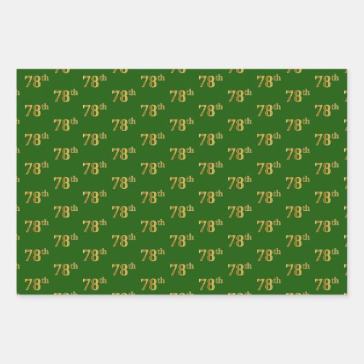 緑ファンシー、グレー、紫、フェイク金ゴールド78番目のイベント番号 ラッピングペーパーシート (正面)