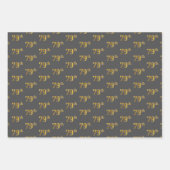 緑ファンシー、グレー、紫、フェイク金ゴールド79番目のイベント番号 ラッピングペーパーシート (正面2)