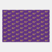 緑ファンシー、グレー、紫、フェイク金ゴールド86番目のイベント番号 ラッピングペーパーシート (正面3)
