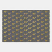 緑ファンシー、グレー、紫、フェイク金ゴールド86番目のイベント番号 ラッピングペーパーシート (正面2)