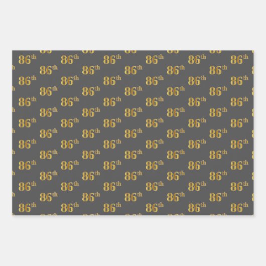 緑ファンシー、グレー、紫、フェイク金ゴールド86番目のイベント番号 ラッピングペーパーシート (正面2)
