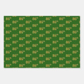 緑ファンシー、グレー、紫、フェイク金ゴールド86番目のイベント番号 ラッピングペーパーシート (正面)
