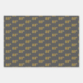 緑ファンシー、グレー、紫、フェイク金ゴールド88番目のイベント番号 ラッピングペーパーシート (正面2)