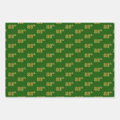 緑ファンシー、グレー、紫、フェイク金ゴールド88番目のイベント番号 ラッピングペーパーシート (正面)