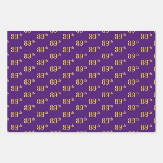 緑ファンシー、グレー、紫、フェイク金ゴールド89番目のイベント番号 ラッピングペーパーシート (正面3)