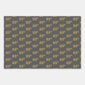 緑ファンシー、グレー、紫、フェイク金ゴールド89番目のイベント番号 ラッピングペーパーシート (正面2)