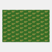 緑ファンシー、グレー、紫、フェイク金ゴールド89番目のイベント番号 ラッピングペーパーシート (正面)