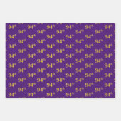 緑ファンシー、グレー、紫、フェイク金ゴールド94番目のイベント番号 ラッピングペーパーシート (正面3)