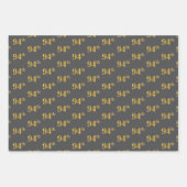 緑ファンシー、グレー、紫、フェイク金ゴールド94番目のイベント番号 ラッピングペーパーシート (正面2)