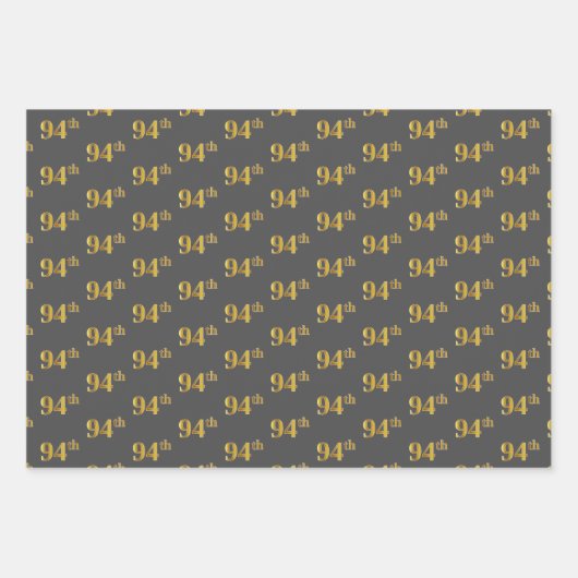 緑ファンシー、グレー、紫、フェイク金ゴールド94番目のイベント番号 ラッピングペーパーシート (正面2)
