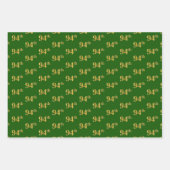 緑ファンシー、グレー、紫、フェイク金ゴールド94番目のイベント番号 ラッピングペーパーシート (正面)