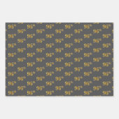緑ファンシー、グレー、紫、フェイク金ゴールド96番目のイベント番号 ラッピングペーパーシート (正面2)