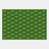 緑ファンシー、グレー、紫、フェイク金ゴールド96番目のイベント番号 ラッピングペーパーシート (正面)