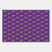緑ファンシー、グレー、紫、フェイク金ゴールド99番目のイベント番号 ラッピングペーパーシート (正面3)