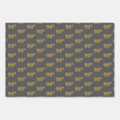 緑ファンシー、グレー、紫、フェイク金ゴールド99番目のイベント番号 ラッピングペーパーシート (正面2)