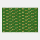 緑ファンシー、グレー、紫、フェイク金ゴールド99番目のイベント番号 ラッピングペーパーシート (正面)