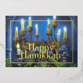 緑ファンシー（ユダヤ教）メノラー 箔シーズンカード (正面)