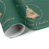 緑フェイクに黄金の箔クリスマスツリーの形 ラッピングペーパー (ロールコーナー)