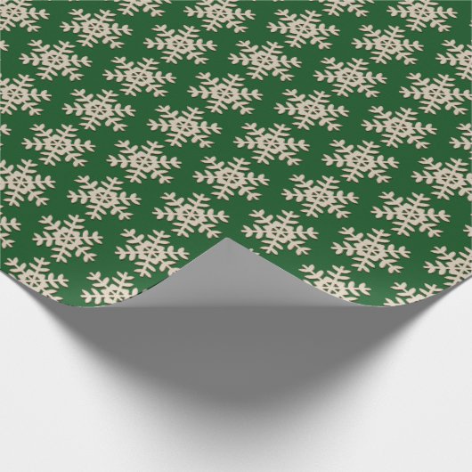 緑フェイクの木のスノーフレーク無地の模様 ラッピングペーパー (角)