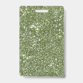 緑フェイクグリッターテクスチャの外観とカスタム文字 バッジ (裏面)