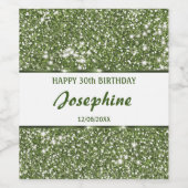 緑フェイクグリッターテクスチャの外観とカスタム文字 ワインラベル (シングルラベル)