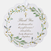 緑フェイクグリッターバプテ感謝していィスト オーナメントカード (裏面)