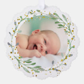 緑フェイクグリッターバプテ感謝していィスト オーナメントカード (正面)