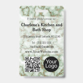 緑フェイク金ゴールド大理石ID バッジ (裏面)