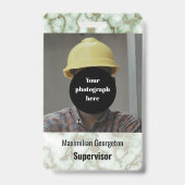 緑フェイク金ゴールド大理石ID バッジ (正面)