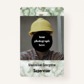 緑フェイク金ゴールド大理石ID バッジ (正面)