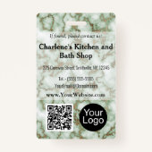 緑フェイク金ゴールド大理石ID バッジ (裏面)