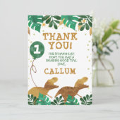 緑フェイク金箔恐竜サンキューカード 招待状 (スタンド正面)