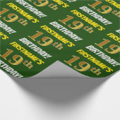 緑フェイク/模造金ゴールド「19誕生日」 ラッピングペーパー (角)