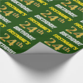 緑フェイク/模造金ゴールド「24誕生日」 ラッピングペーパー (角)