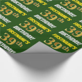 緑フェイク/模造金ゴールド「39誕生日」 ラッピングペーパー (角)