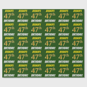 緑フェイク/模造金ゴールド「47誕生日」 ラッピングペーパー