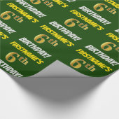 緑フェイク/模造金ゴールド「6誕生日」 ラッピングペーパー (角)