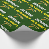 緑フェイク/模造金ゴールド「7誕生日」 ラッピングペーパー (角)