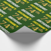 緑フェイク/模造金ゴールド「74誕生日」 ラッピングペーパー (角)