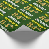 緑フェイク/模造金ゴールド「84誕生日」 ラッピングペーパー (角)