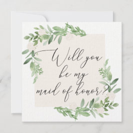 緑フェミニンと赤面メイド・オブ・オーナー（花嫁付き添い人）カード 招待状