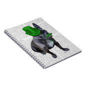 緑フランスのの上帽子と口ひげ付きブルドッグ ノートブック (右側)