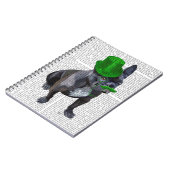 緑フランスのの上帽子と口ひげ付きブルドッグ ノートブック (左側)