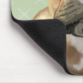 緑フランスの帽子のブラウンブルドッグ マウスパッド (コーナー)