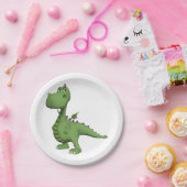 緑フレンドリー恐竜 ペーパープレート (パーティー)